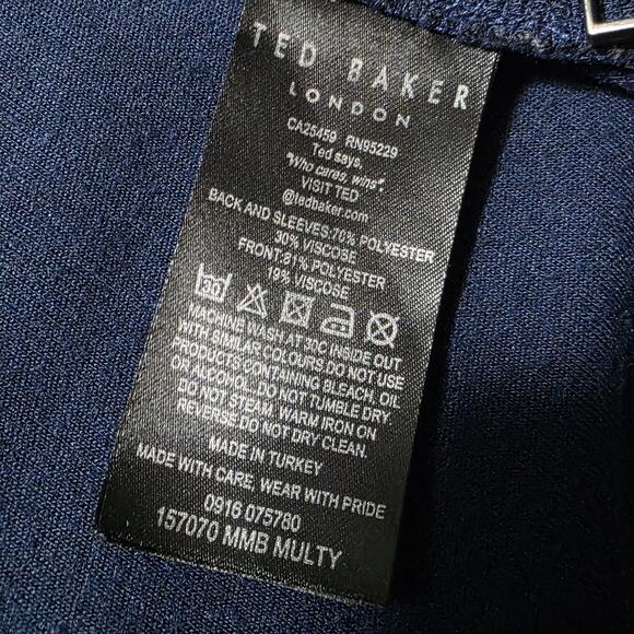 TED BAKER London Quilted Herringbone Full Zip Bomber Jacker Navy Mens EU 6 XXL - Picture 9 of 11